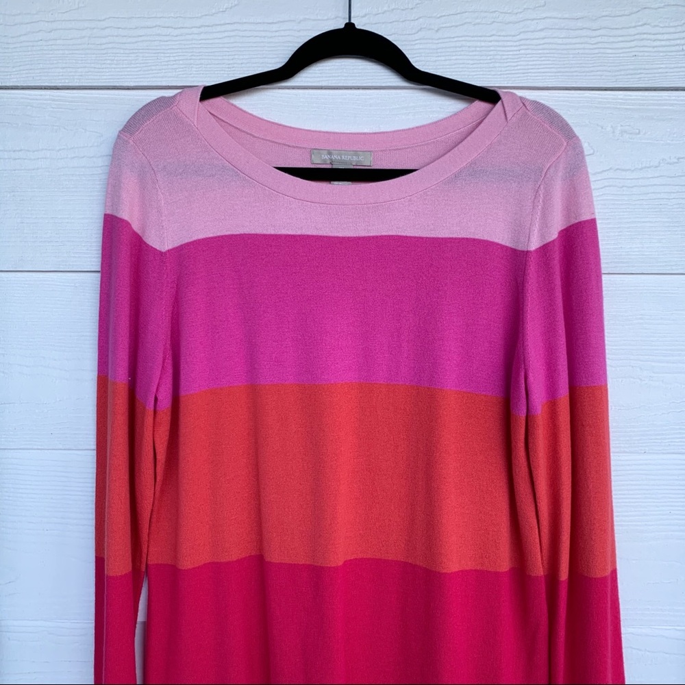 Banana Republic Pink Red Striped Sweater Size XL